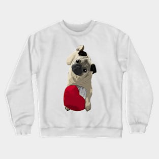 Pug Dog with a Heart Crewneck Sweatshirt